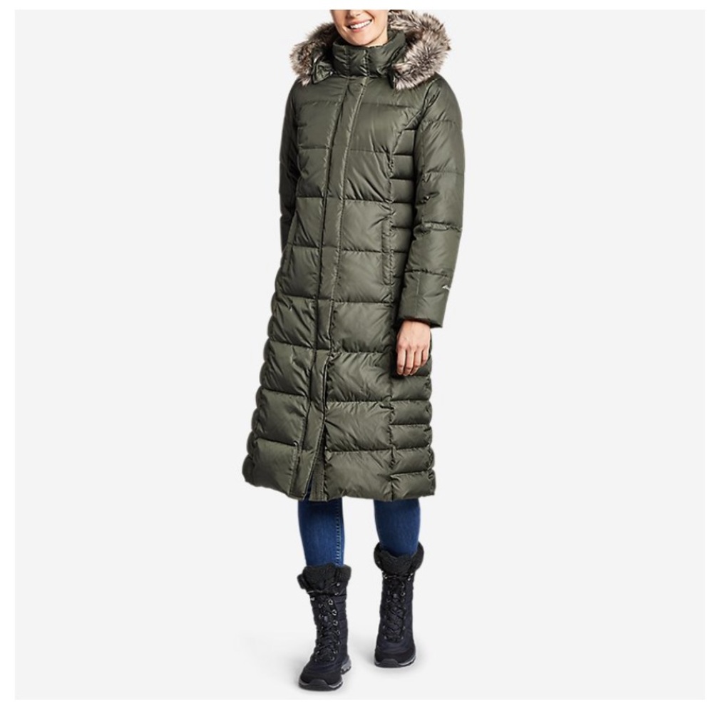 Eddie Bauer Lodge Down Duffle Coat Green Small